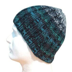 Men’s Handmade Alpaca Beanie Rib Knit Skully Hat Gray Blue Green Wool USA Made